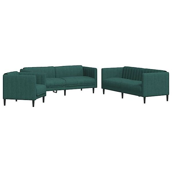 vidaXL Sofa, 3-tlg. Sofagarnitur Dunkelgrün Stoff günstig online kaufen