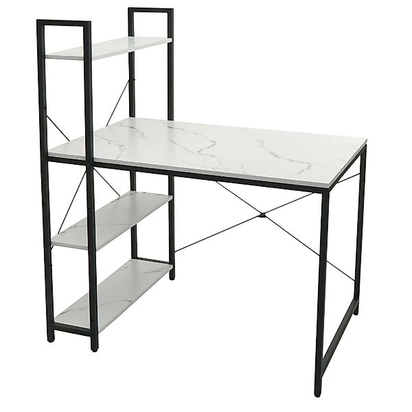 Proregal Schreibtisch Mit Regal HxBxT 120x100x60 cm Metall Mdf Marmor-Optik günstig online kaufen