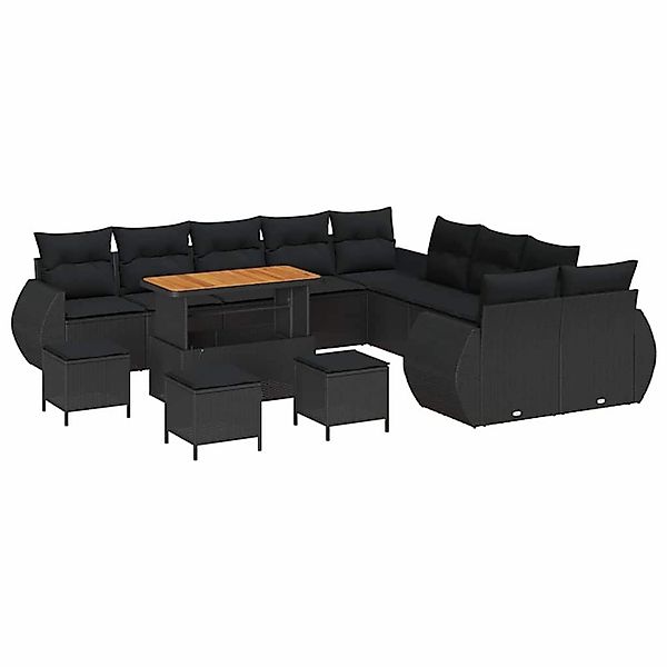 vidaXL Garten-Sofa-Set 14-Tlg Schwarz Poly Rattan 3361939 günstig online kaufen