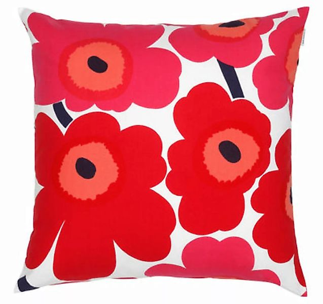 Kissen Pieni Unikko textil weiß rot 50 x 50 cm - Marimekko - Rot günstig online kaufen