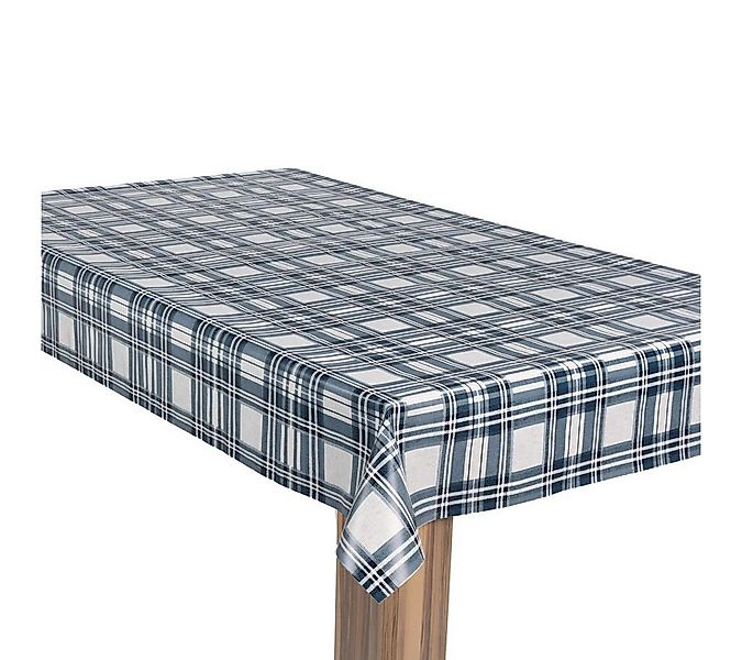 laro Tischdecke Wachstuch-Tischdecke Gartentischdecke Karo Weiß Dunkelblau günstig online kaufen