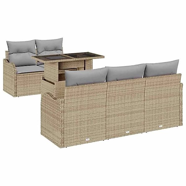 vidaXL Gartensofa-set mit Kissen 6-Tlg Beige Poly-Rattan 3357113 günstig online kaufen