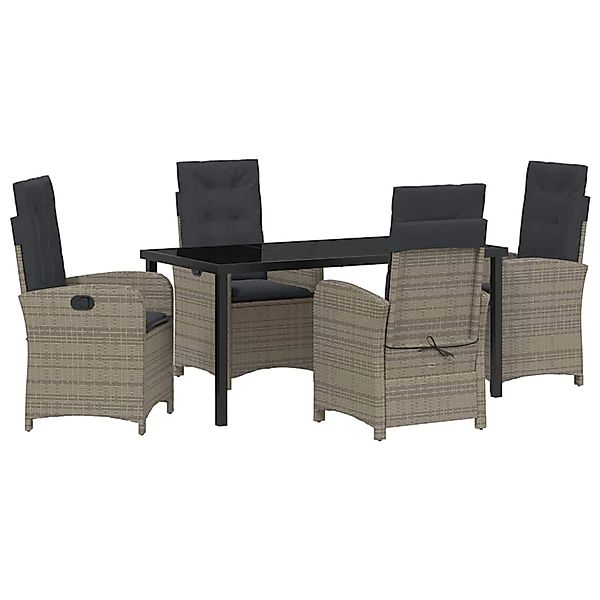 vidaXL Garten Essgruppe 5-Tlg Grau Poly Rattan 3380277 günstig online kaufen