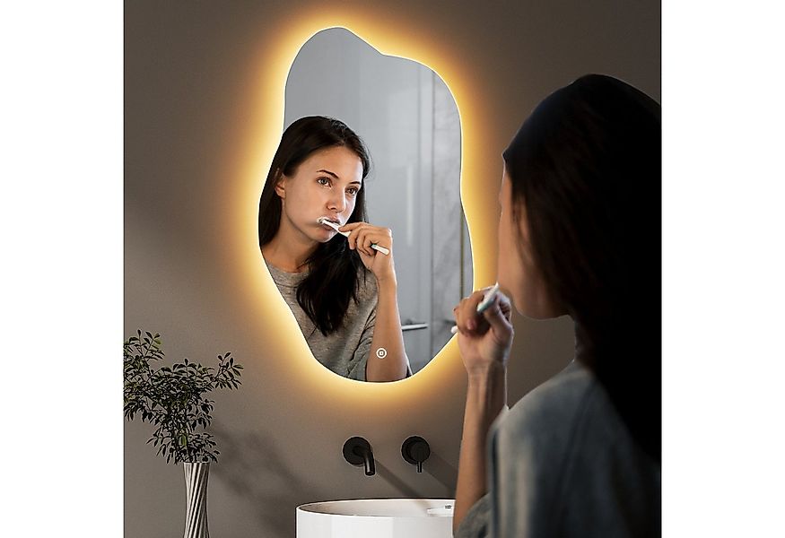 WDWRITTI Wandspiegel mit beleuchtung Badspiegel LED Touch Modern Dreifarbig günstig online kaufen