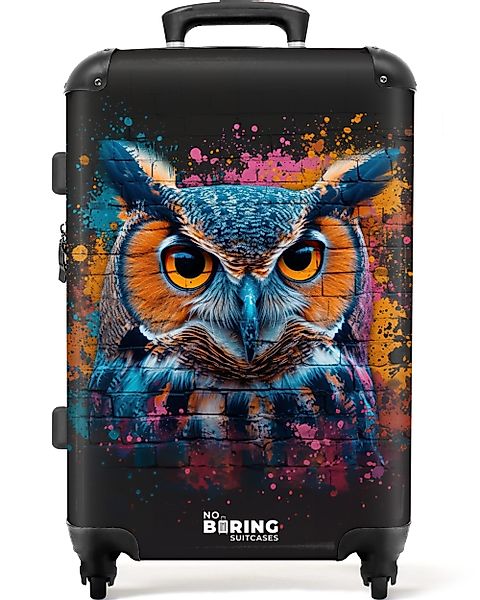 NoBoringSuitcases.com© Hartschalen-Trolley Eule im bunten Graffiti-Stil günstig online kaufen