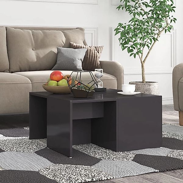vidaXL Couchtische 4 Stk. Hochglanz-Grau 33x33x33 cm Holzwerkstoff günstig online kaufen
