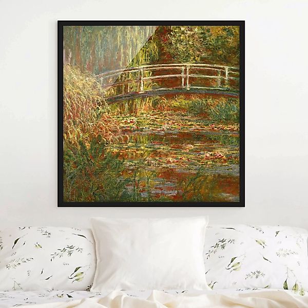 Bild mit Rahmen Kunstdruck - Quadrat Claude Monet - Seerosenteich und japan günstig online kaufen