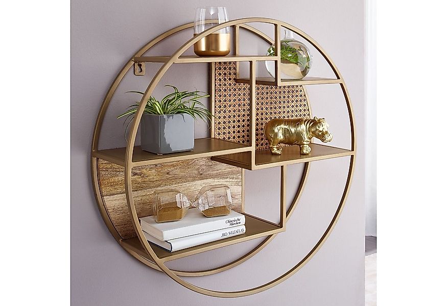 FINEBUY Wandregal FB71439 Hängeregal Holz Metall 62x62x17 cm Regal Rund, 62 günstig online kaufen