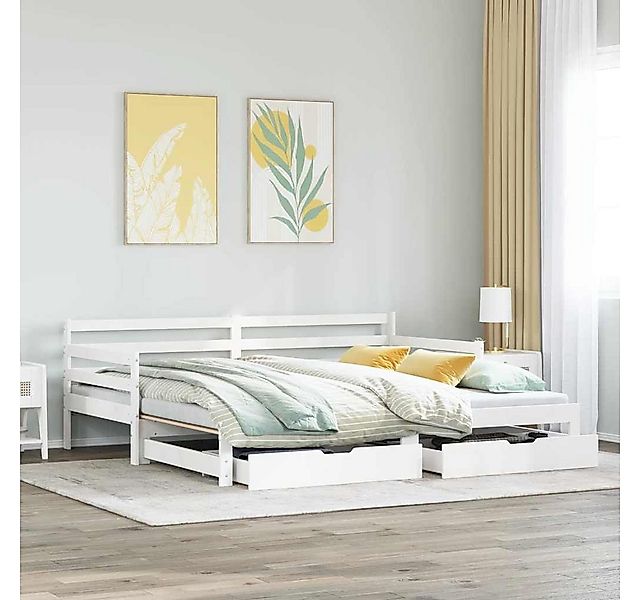 vidaXL Bett, Tagesbett Ausziehbar mit Schubladen ohne Matratze Weiß 90x190c günstig online kaufen