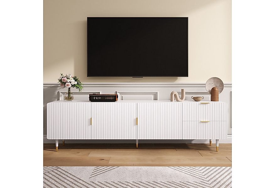 OKWISH Lowboard mit goldenen Griffen und Beinen (Fernsehschrank, TV-Ständer günstig online kaufen