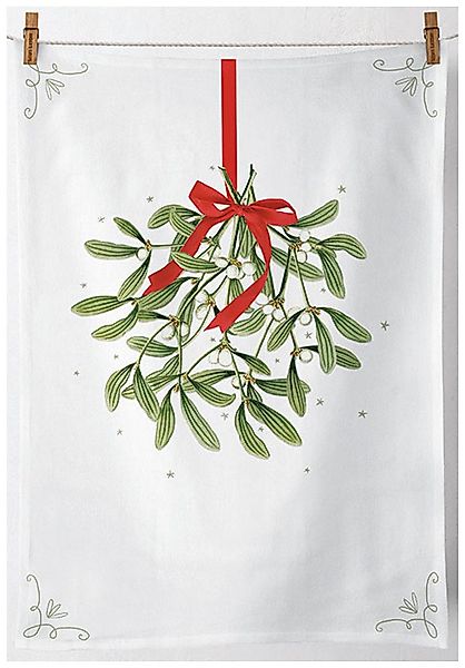 Ambiente® Geschirrtuch Mistletoe with bow, (2-tlg., günstig online kaufen