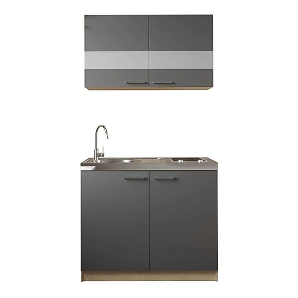 Respekta Küchenmöbel-Set 3 Merle 100 cm Grau günstig online kaufen