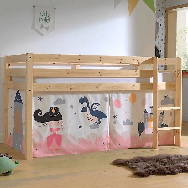 Prinzessin Bett aus Kiefer Massivholz Vorhang Set günstig online kaufen
