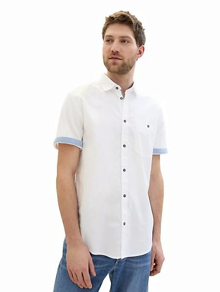TOM TAILOR Kurzarmhemd mit kontrastfarbenen Knöpfen günstig online kaufen