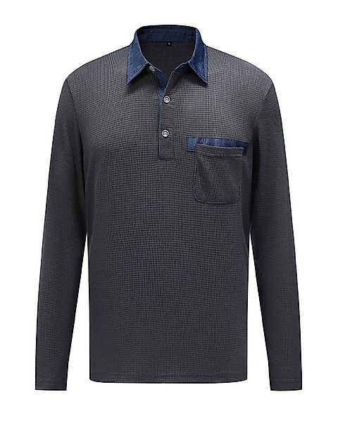 Allthemen Poloshirt Herren langarm Poloshirt mit Brusttasche Polohemd mit K günstig online kaufen