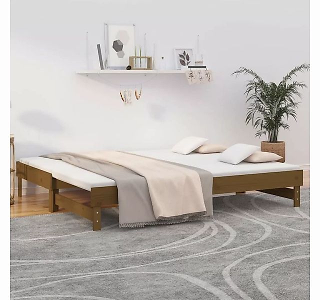 furnicato Bett Tagesbett Ausziehbar Honigbraun 2x(100x200)cm Massivholz Kie günstig online kaufen