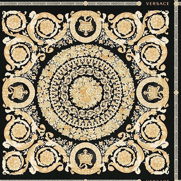 PROFHOME 370553-GU Barock Tapete Ornament glänzend Schwarz Gold Creme 7,035 günstig online kaufen