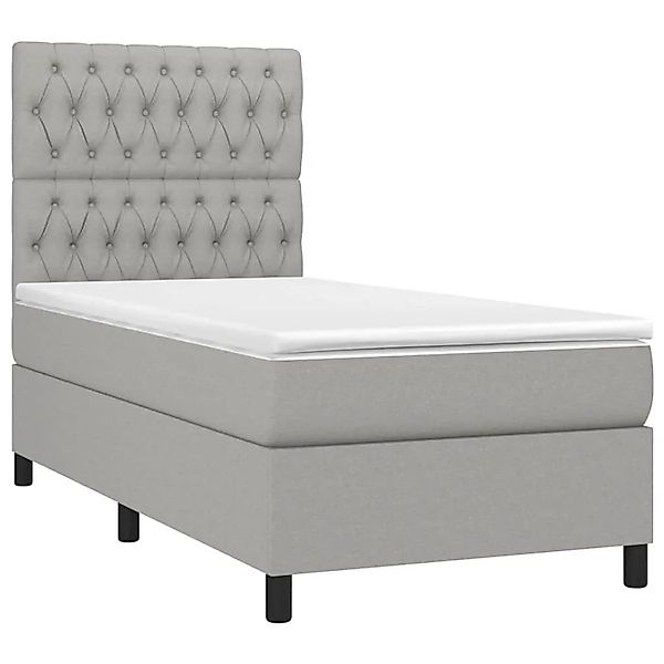 vidaXL Boxspringbett mit Matratze & LED Hellgrau 90x190 cm Stoff 3135077 günstig online kaufen