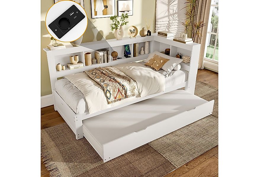 TavilaEcon Stauraumbett Tagesbett mit Lattenrosten, Steckdose und 2 USB-Ans günstig online kaufen