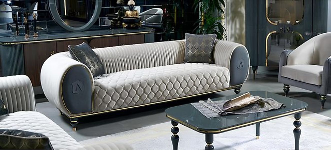 JVmoebel Sofa Dreisitzer 3 Sitzer Stoff Couch Sofa big Polster cm Braun, Ma günstig online kaufen
