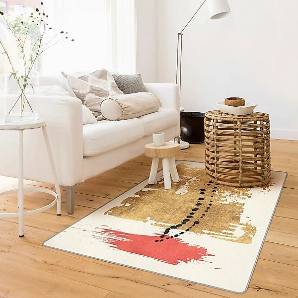 Teppich Abstrakte Formen - Gold und Rosa günstig online kaufen