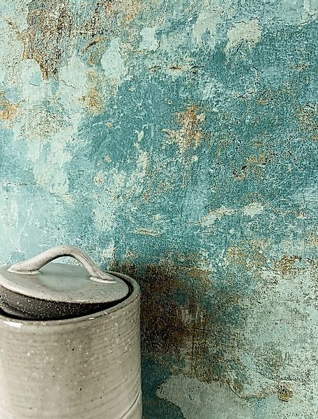 Newroom Vliestapete Dimnah Turquoise Tapete Betonoptik Beton,Zement, Türkis günstig online kaufen