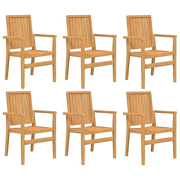 vidaXL Gartenstühle 6 Stk Stapelbar 56,5x57,5x91 cm Massivholz Teak 3157902 günstig online kaufen