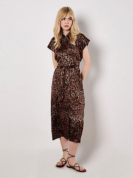 Apricot Druckkleid Textured Animal Print Kleid (2-tlg., Stoffgürtel) aus fl günstig online kaufen