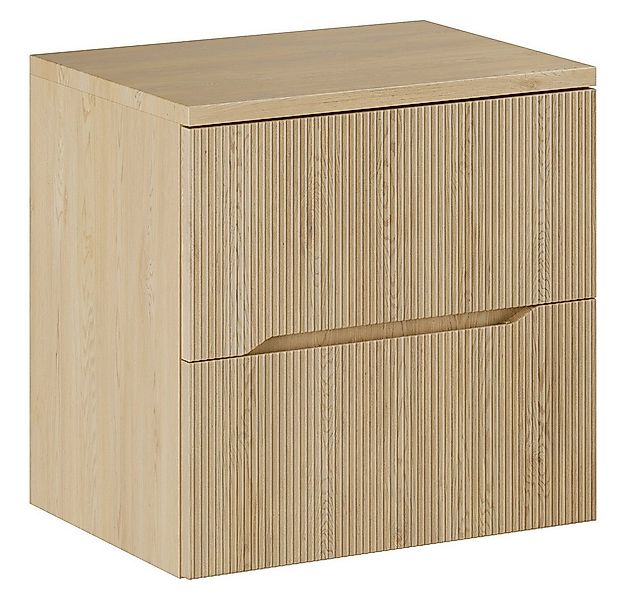 Lomadox Waschbeckenschrank NARPIO-56 60cm breit in Eiche mit gerillten Fron günstig online kaufen