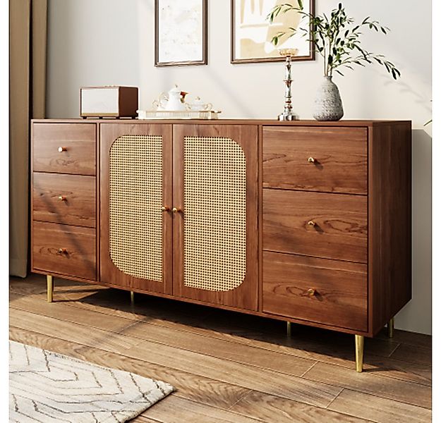 XDeer Sideboard Sideboard, Rattan-Sideboard, Aufbewahrungsschrank mit Schub günstig online kaufen