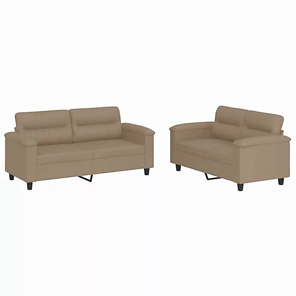 vidaXL Sofa 2-tlg. Sofagarnitur mit Kissen Cappuccino-Braun Kunstleder günstig online kaufen