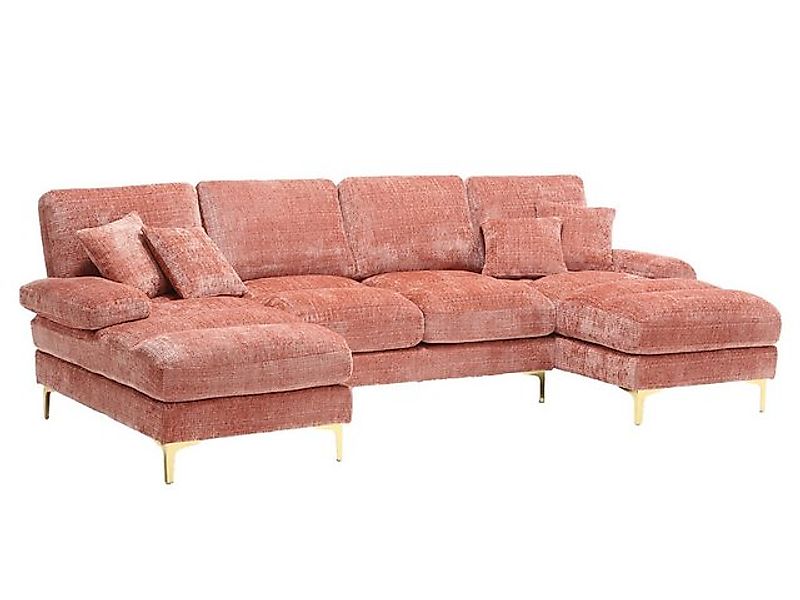 SeedWave Big-Sofa U-förmiges Sofaset mit beidseitigen Ottomans, Chenille-Be günstig online kaufen