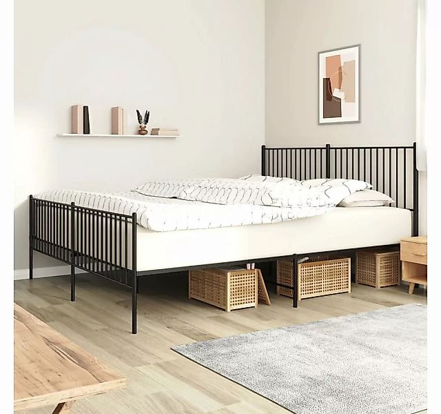 furnicato Bett Bettgestell mit Kopf- und Fußteil Metall Schwarz 193x203 cm günstig online kaufen