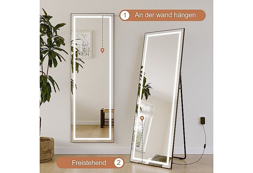 AQUABATOS Ganzkörperspiegel Led Wand schwarz mit Beleuchtung Rahmen großer günstig online kaufen