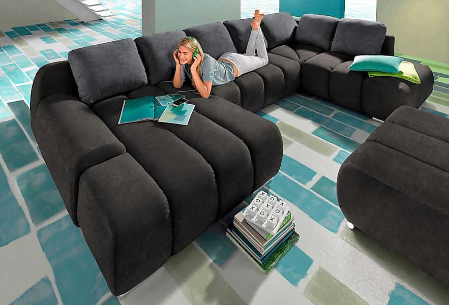 Home affaire Wohnlandschaft "Bono U-Form" wahlweise mit Bettfunktion günstig online kaufen