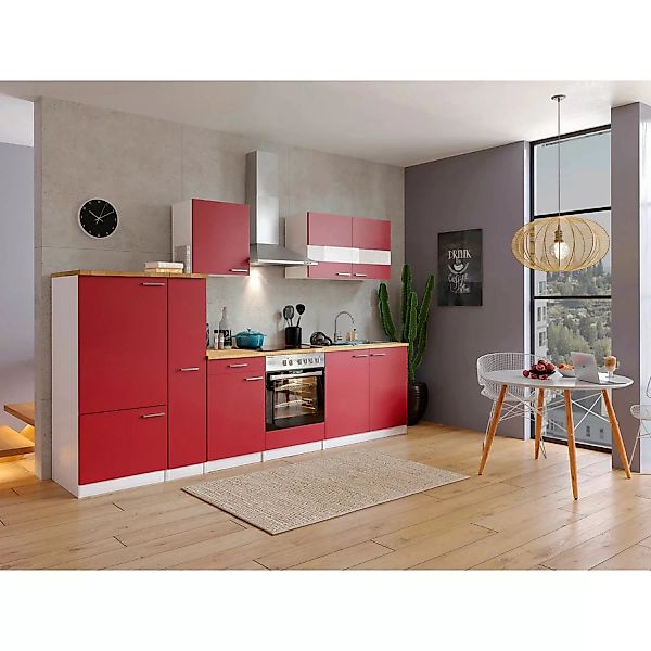 Respekta Küchenzeile KB300WRC 300 cm Rot-Weiß günstig online kaufen