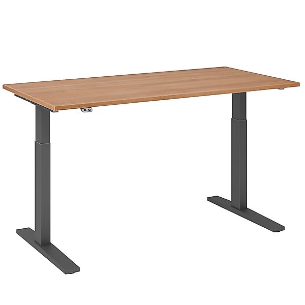 Schreibtisch ACTION elektrisch höhenverstellbar - Nussbaum Dekor - Graphit günstig online kaufen