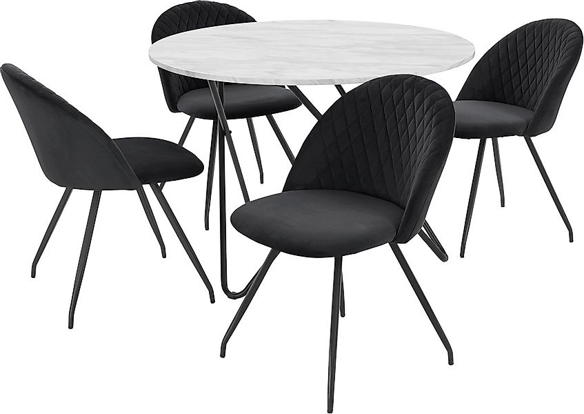 INOSIGN Essgruppe "Emmajonas" Set, 5 Stk. tlg. moderner runder Tisch in Mar günstig online kaufen