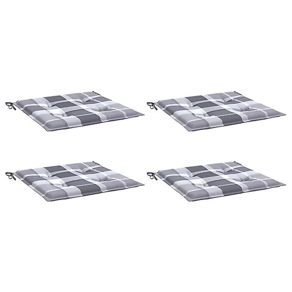 vidaXL Gartenstuhl-Kissen 4 Stk Grau Karomuster 40x40x4 cm 314036 günstig online kaufen