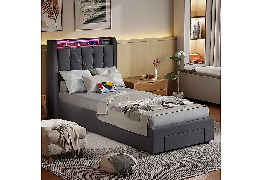 HAUSS SPOLE Polsterbett 90×200 mit bettkasten und Steckdosen Boxspringbett günstig online kaufen