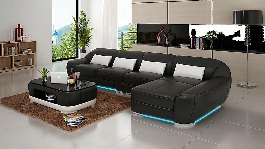 JVmoebel Ecksofa Ledersofa mit USB,Wohnlandschaft Ecksofa Eck Garnitur Desi günstig online kaufen