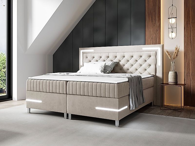 MIRJAN24 Boxspringbett Tenosi 5 LED (mit zwei Bettkästen), LED-Beleuchtung, günstig online kaufen