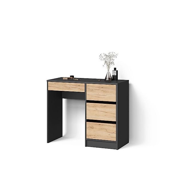 Livinity® Schminktisch Imola, Anthrazit/Goldkraft Eiche, ohne Spiegel günstig online kaufen