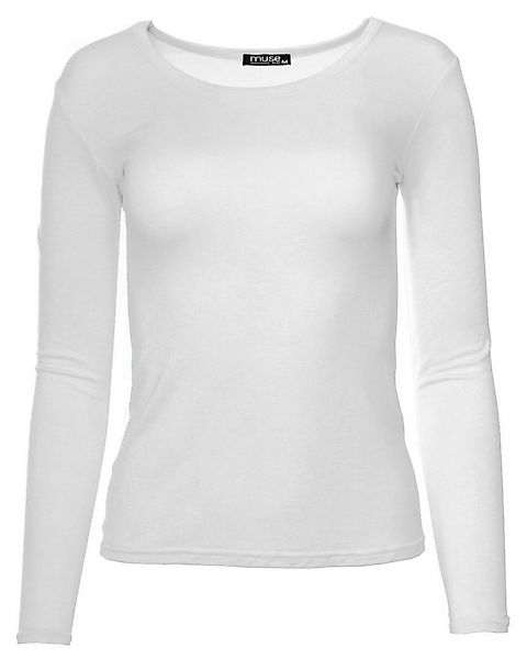 Muse Rundhalsshirt Basic Rundhals Langarmshirt Skinny Fit 1093 günstig online kaufen