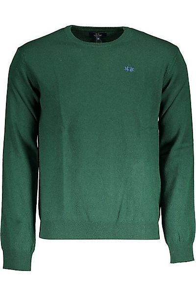 La Martina Strickpullover Herren-Sweatshirt Grün: Langarm, Rundhals, Mit St günstig online kaufen