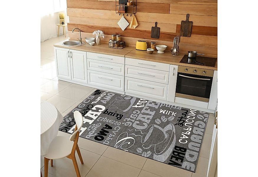 Vimoda Küchenläufer Trendiger Kaffee Teppich, Rechteckig, Höhe: 5 mm, Muste günstig online kaufen