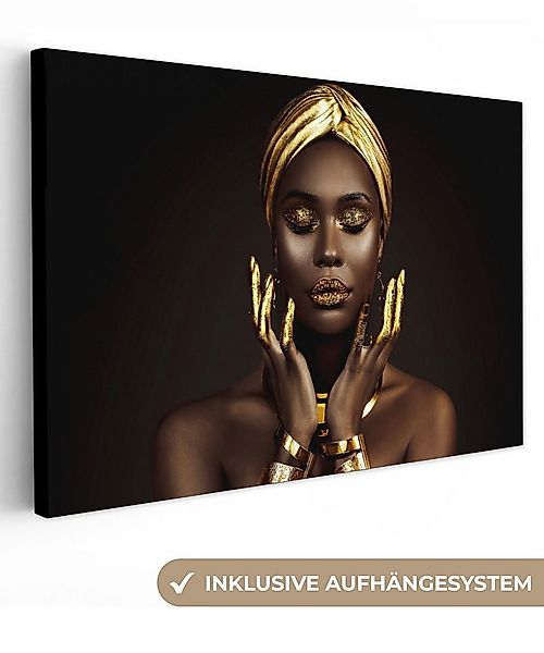 OneMillionCanvasses® Leinwandbild Frau - Abstrakt - Gold - Porträt, Fotodru günstig online kaufen