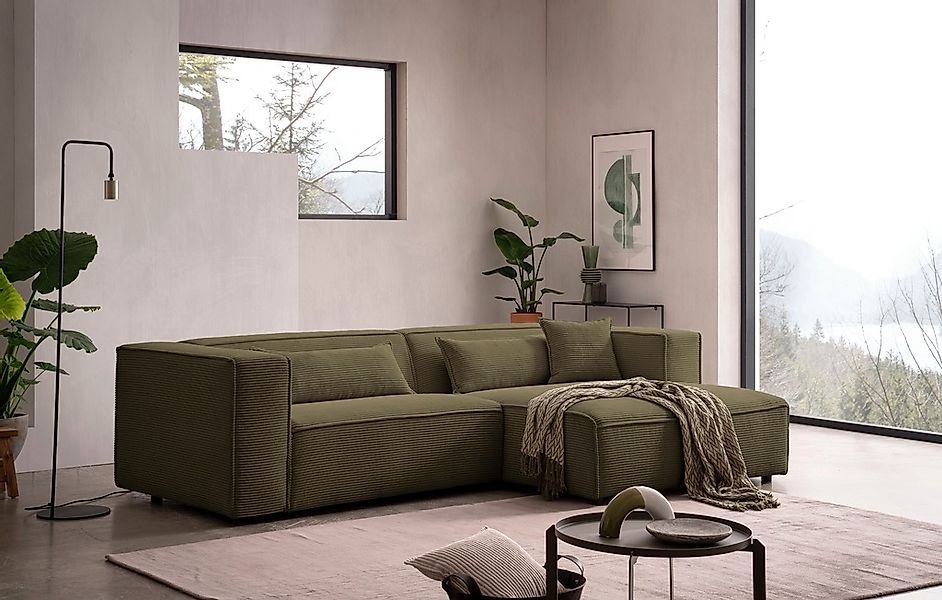 LeGer Home by Lena Gercke Ecksofa "PIARA mit Kedernaht, Cord, Leinenoptik o günstig online kaufen