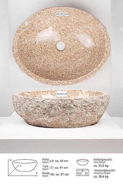 wohnfreuden Aufsatzwaschbecken Erosi Marmor Waschbecken 50 cm creme (Kein S günstig online kaufen