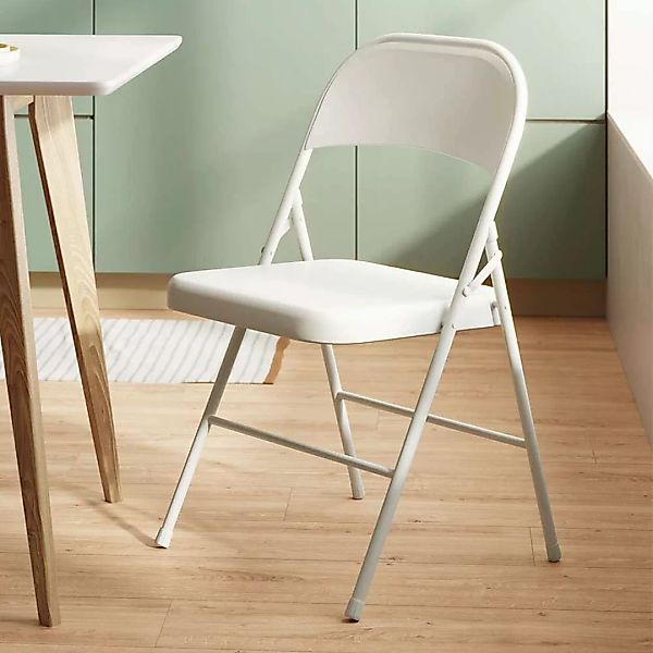 Klappbare Stühle aus pulverbeschichtetem Metall Hellgrau (2er Set) günstig online kaufen